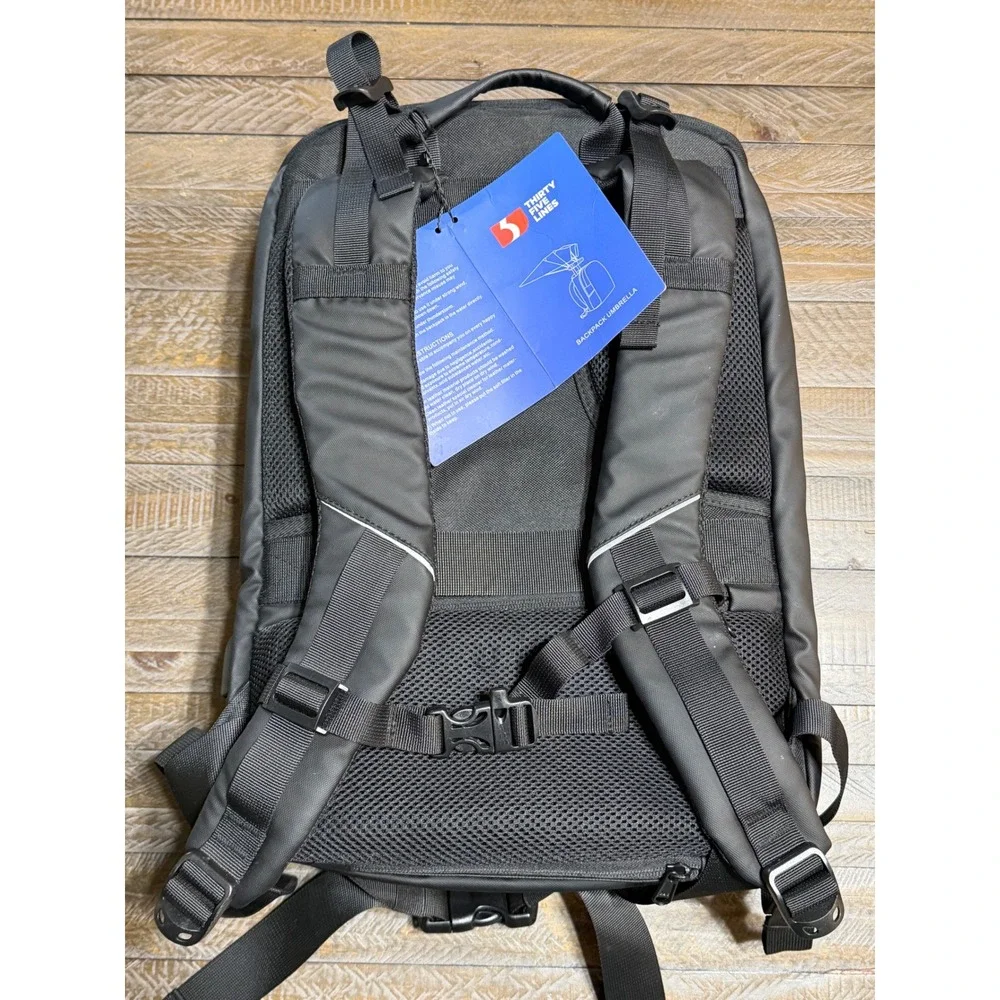 Thirty Five Lines Backpack Umbrella Unisex Large Grey NWT Hands Free Sun Rain